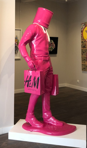 Shopping Man in Art - Fuchsia/Blanc
