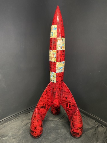 La fusée marouflée BD - "Mix objectif lune/On a marché sur la lune" 180 cm