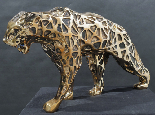 Wild panther dentelle bronze doré fond plat