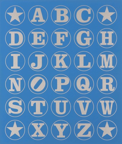 Alphabet Wall (Silver on Blue), 2011